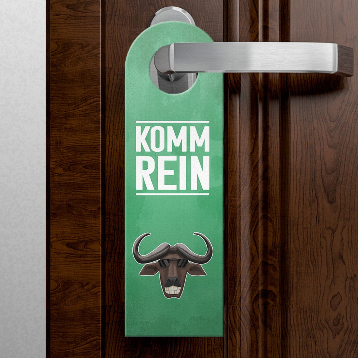 Bin am büffeln oder komm rein Türhänger mit coolem Büffel