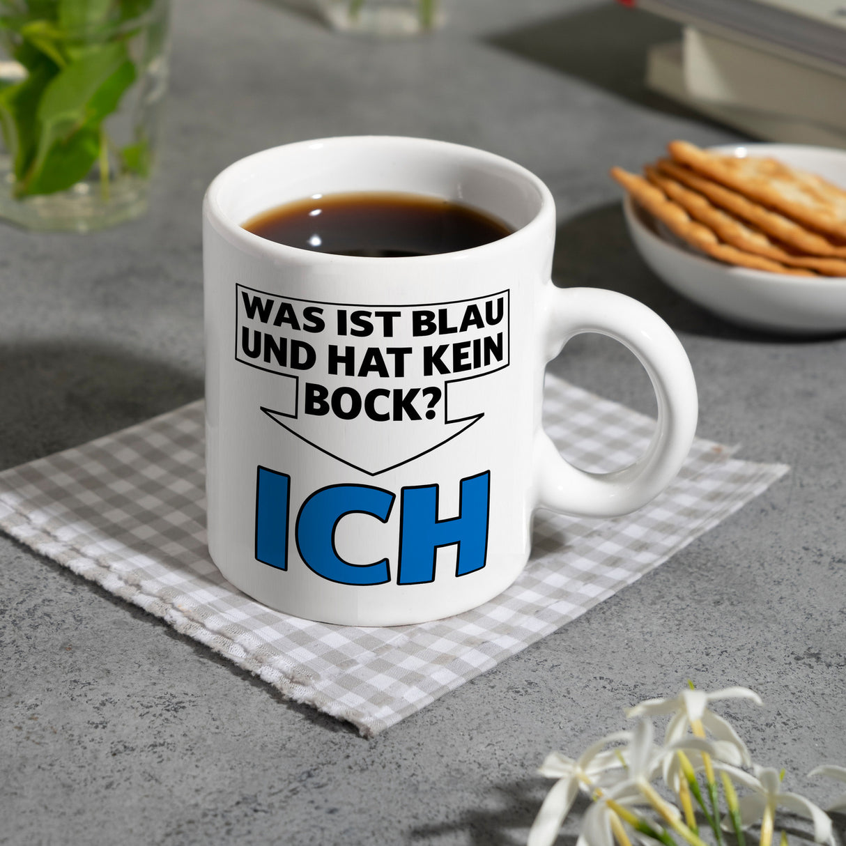 Was ist blau und hat kein Bock? - ICH Kaffeebecher