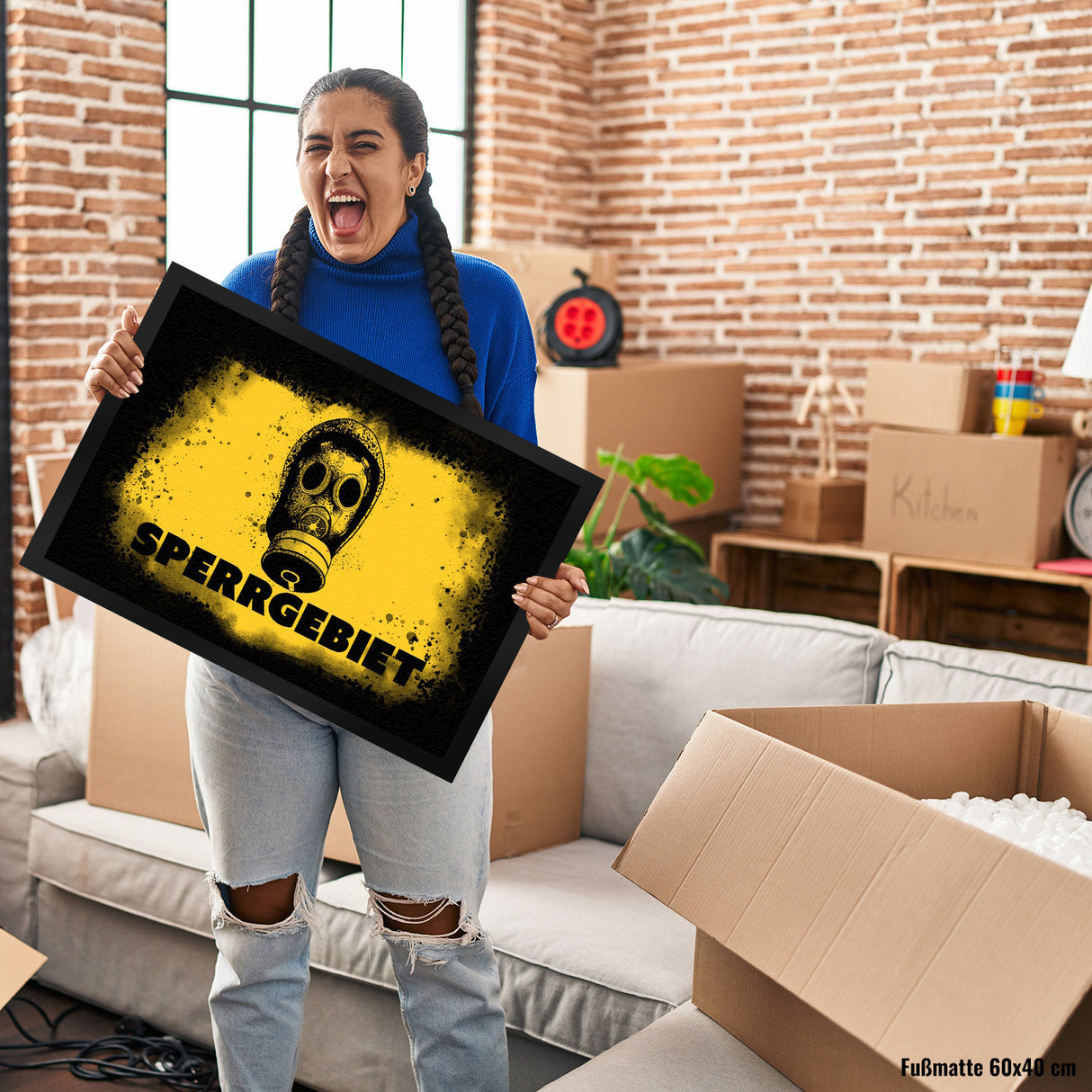Sperrgebiet Fußmatte mit Gasmaskenmotiv
