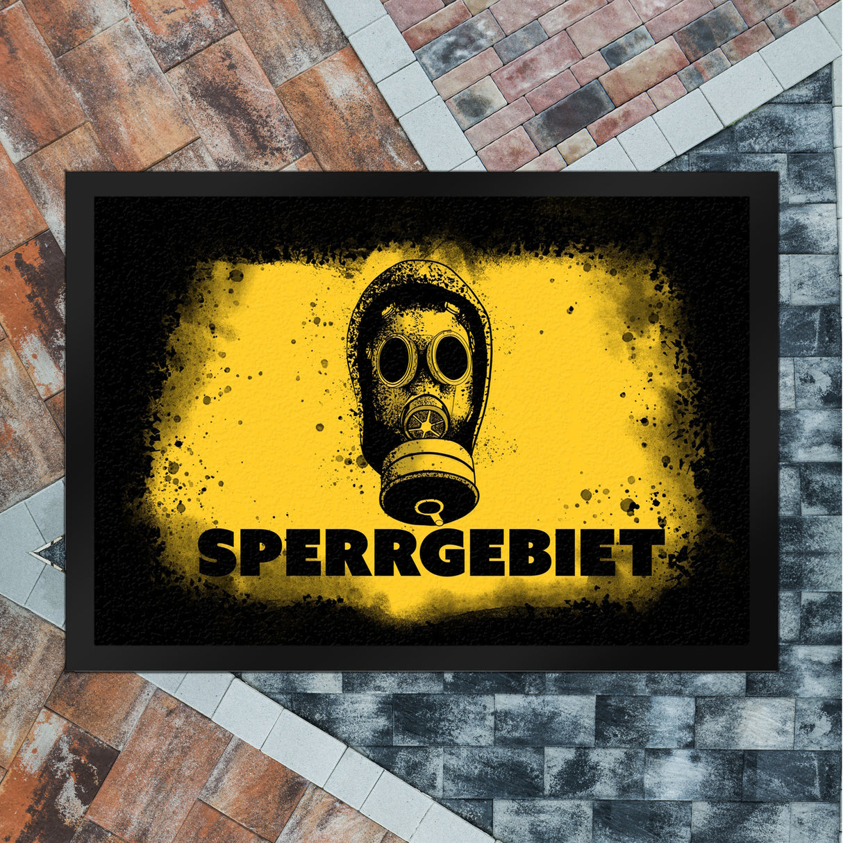 Sperrgebiet Fußmatte mit Gasmaskenmotiv