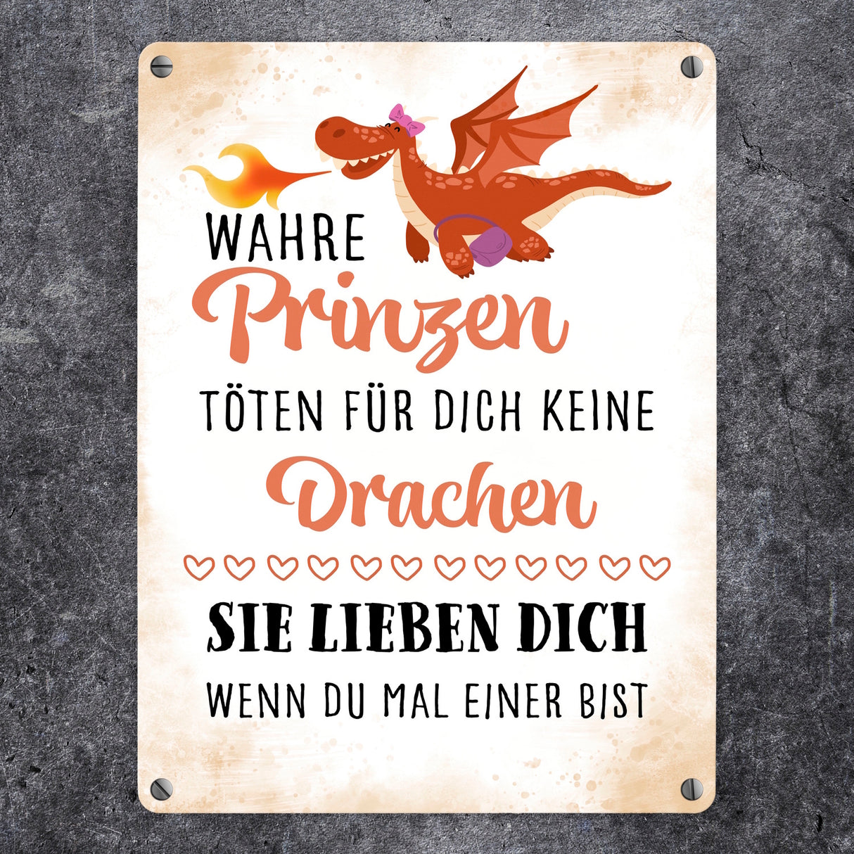 Prinzen töten keine Drachen Metallschild zum Valentinstag
