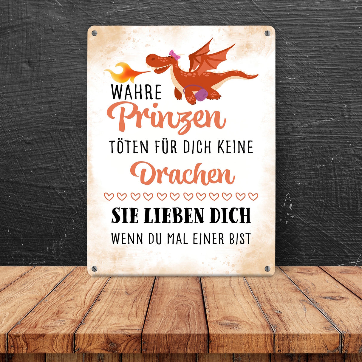 Prinzen töten keine Drachen Metallschild zum Valentinstag
