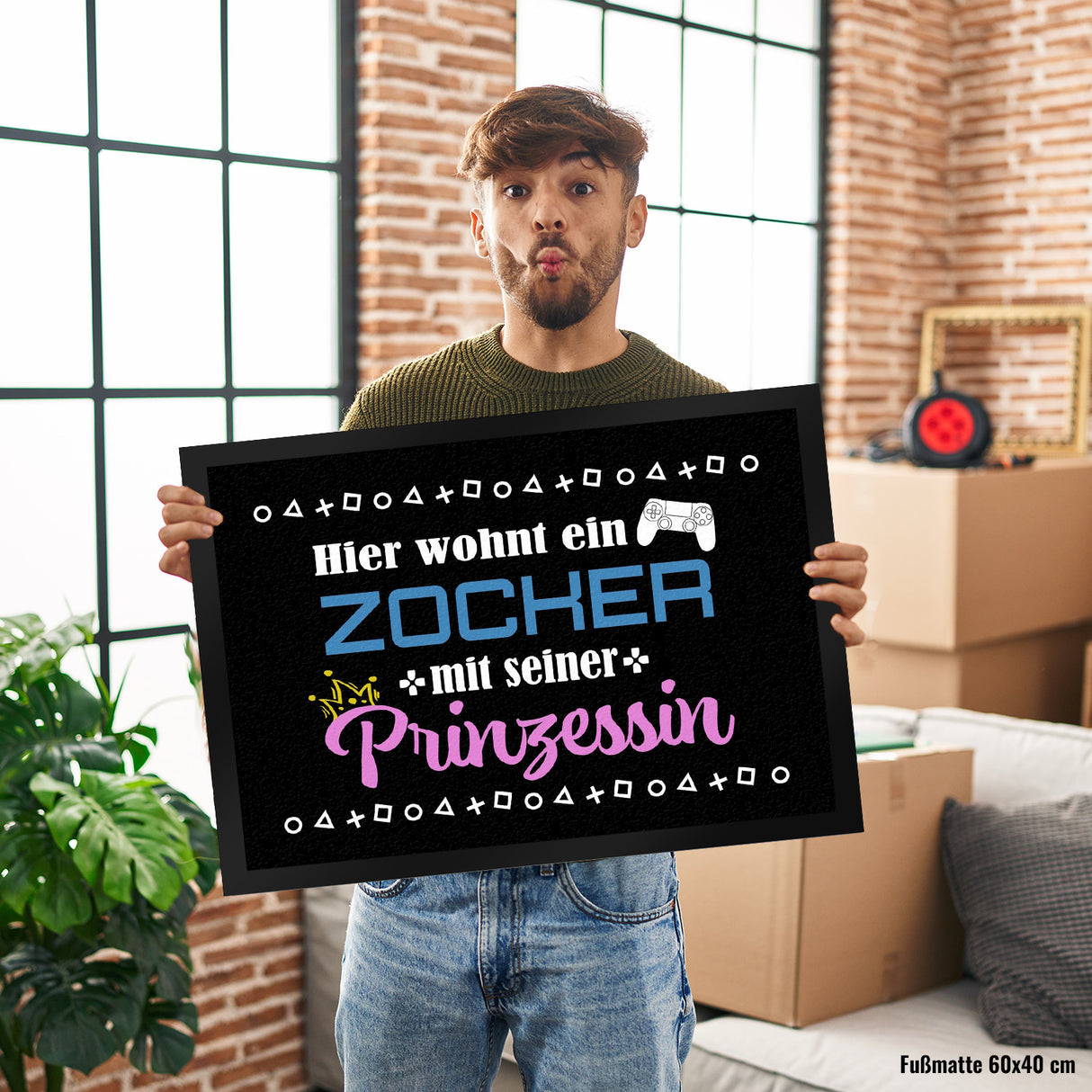 Hier wohnt ein Zocker mit seiner Prinzessin Fußmatte