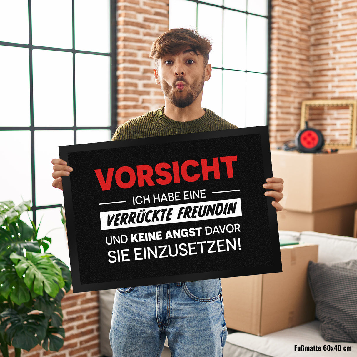 Vorsicht ich habe eine verrückte Freundin Fußmatte