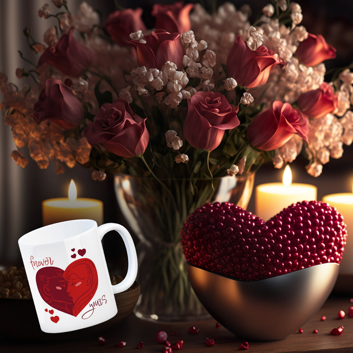 Forever yours Kaffeebecher mit küssendem Paar