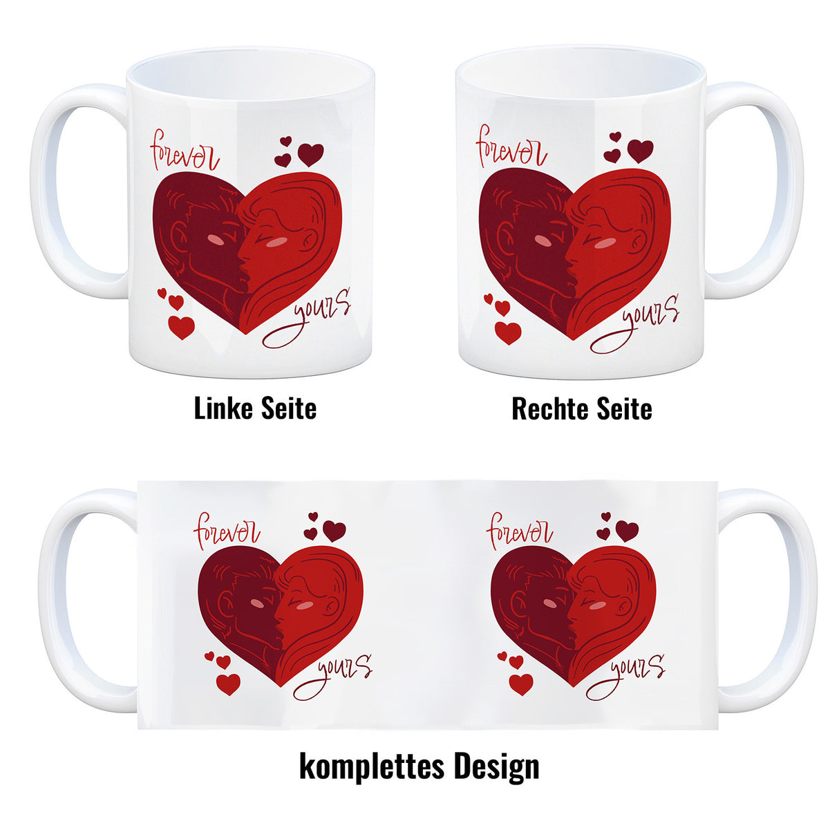 Forever yours Kaffeebecher mit küssendem Paar