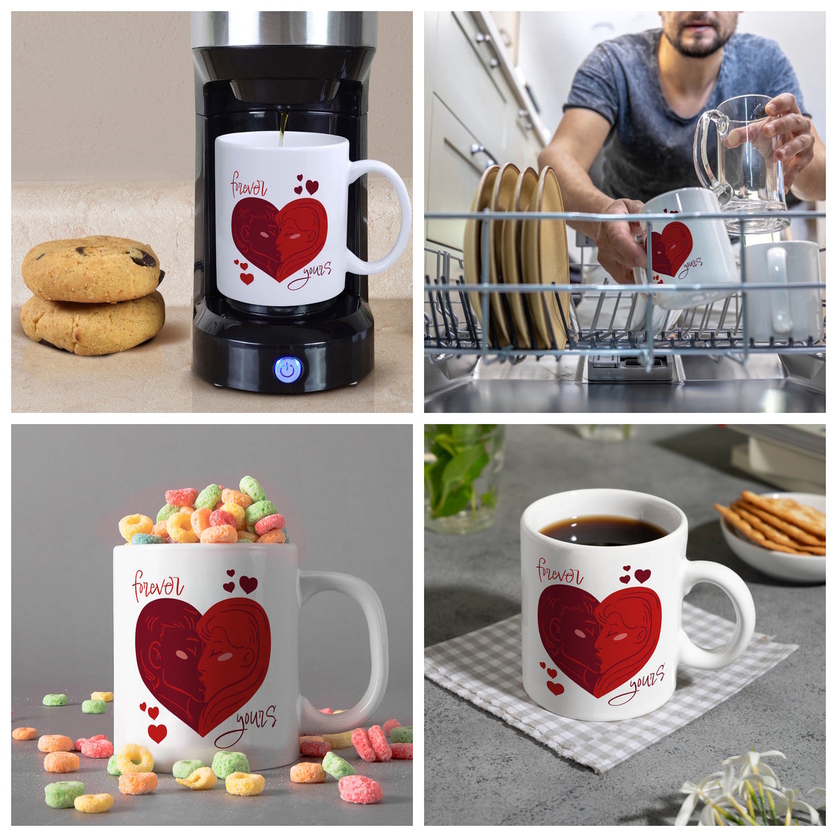 Forever yours Kaffeebecher mit küssendem Paar