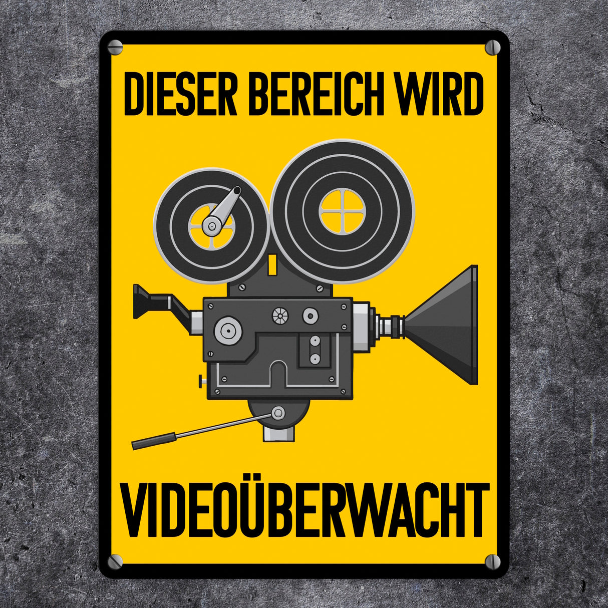 Dieser Bereich wird videoüberwacht Metallschild mit Filmkamera