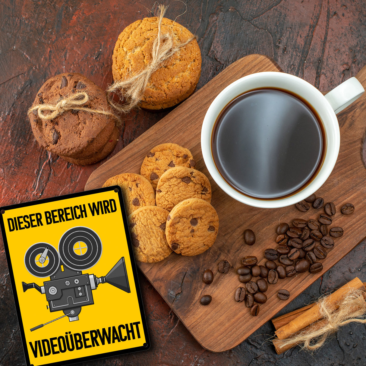 Dieser Bereich wird videoüberwacht Metallschild mit Filmkamera