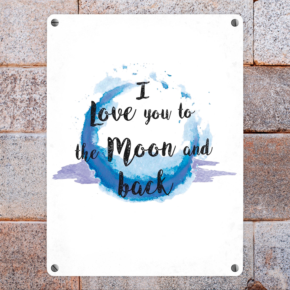I love you to the Moon and back Valentinstag Metallschild in lila