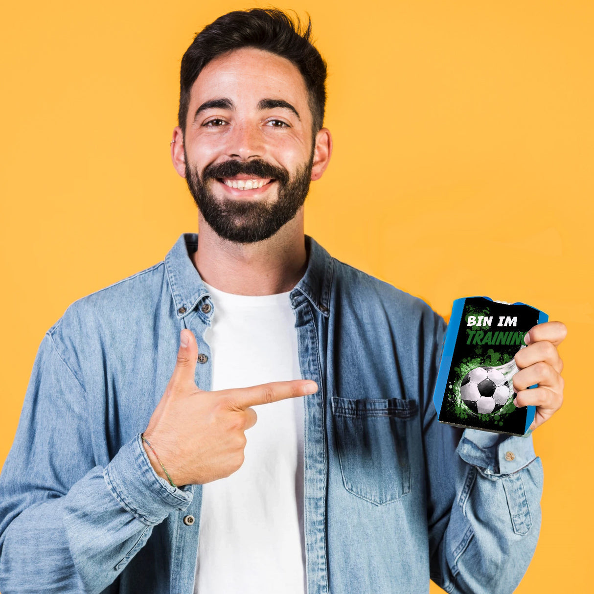Bin im Training Fußball Parkscheibe mit 2 Einkaufswagenchips