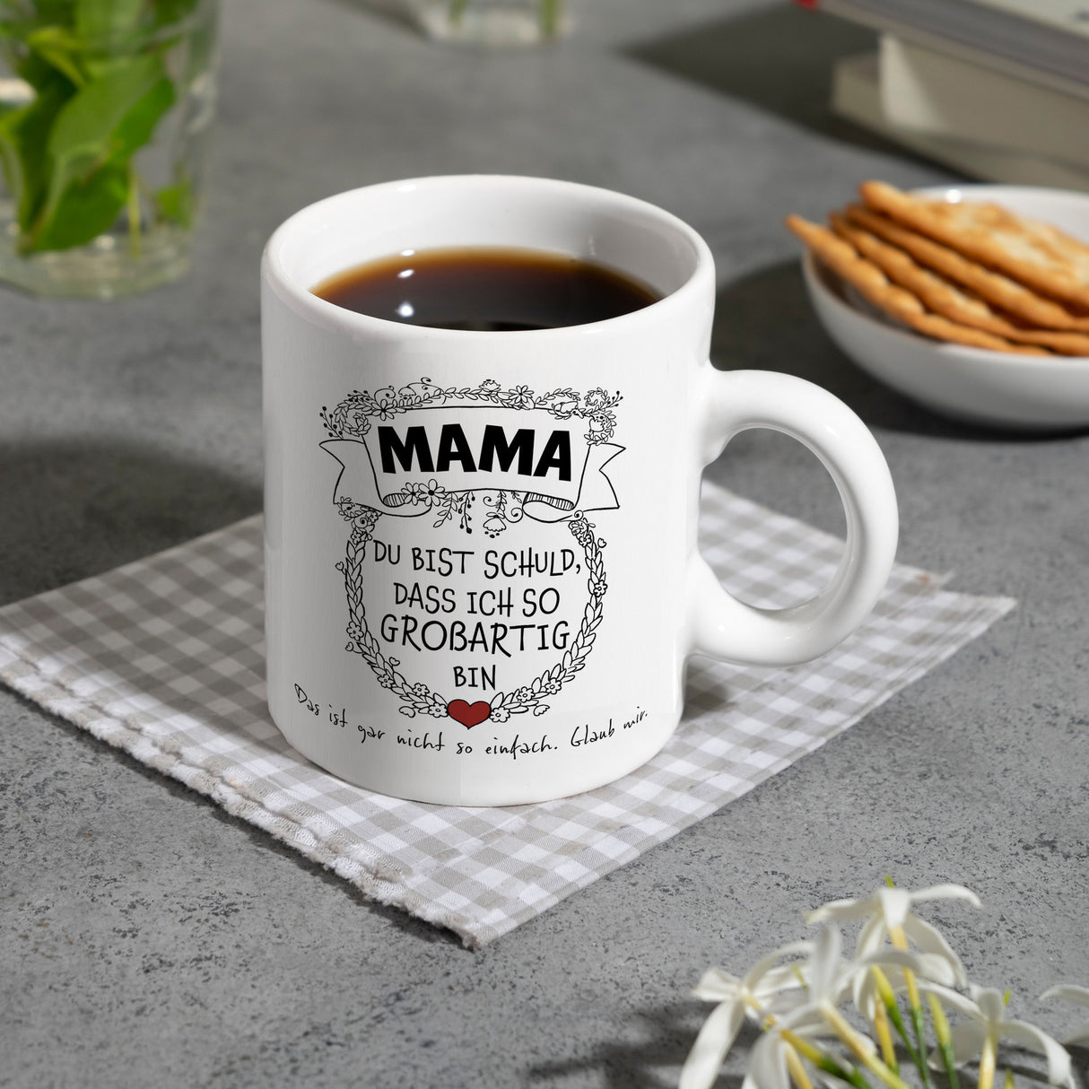 Mama du bist schuld, dass ich so großartig bin Kaffeebecher