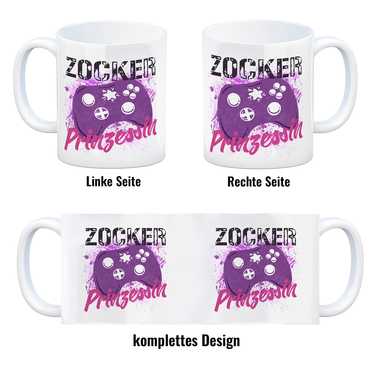 Zocker Prinzessin Kaffeebecher mit Controller Motiv