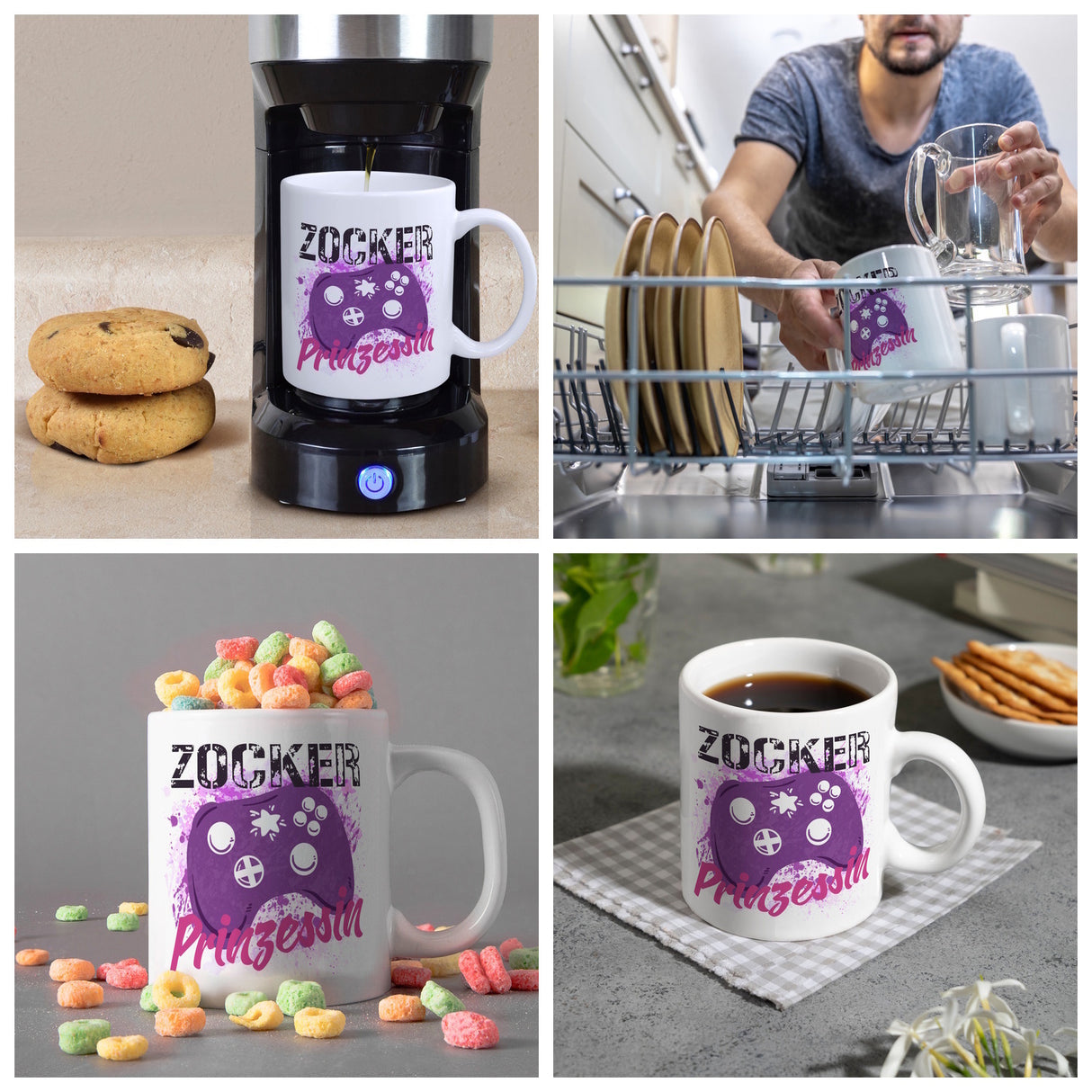 Zocker Prinzessin Kaffeebecher mit Controller Motiv