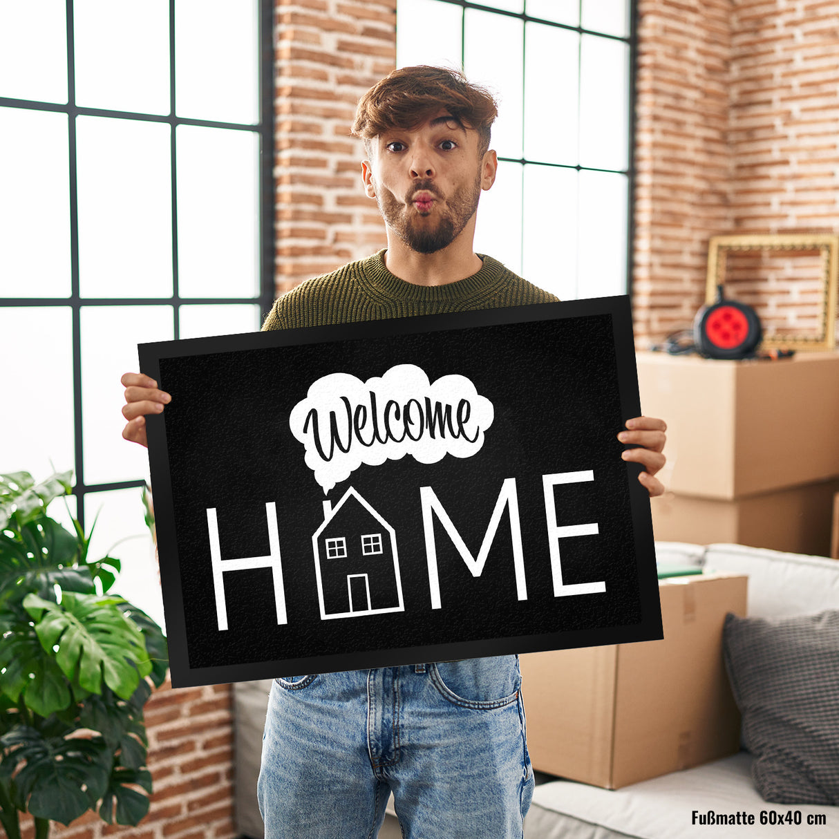 Welcome Home Fußmatte mit Haus-Motiv