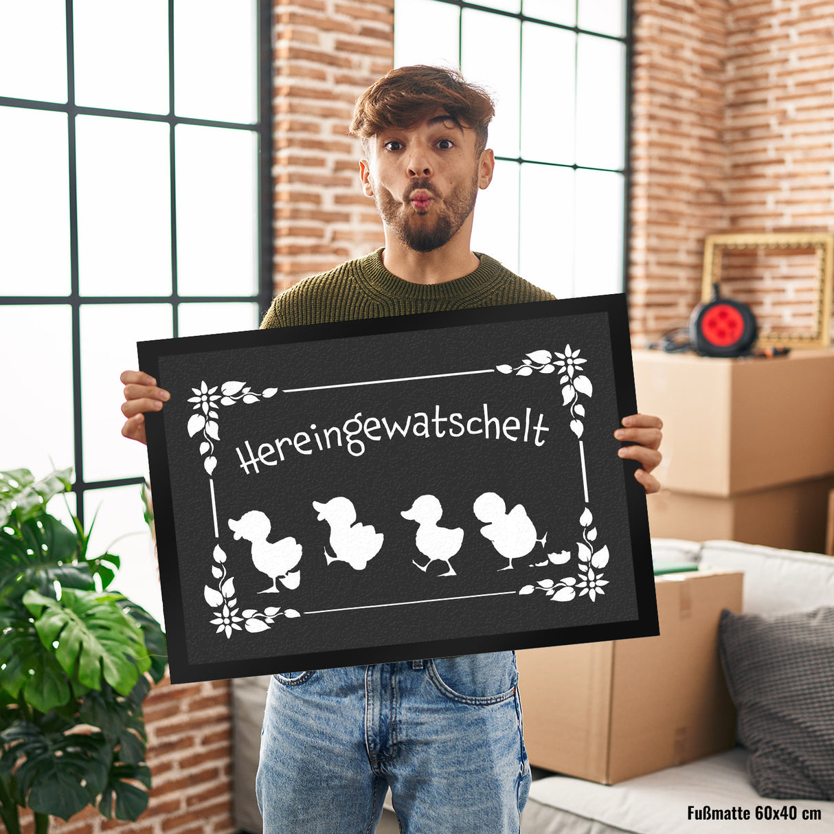 Hereingewatschelt Fußmatte mit niedlichen Entchen