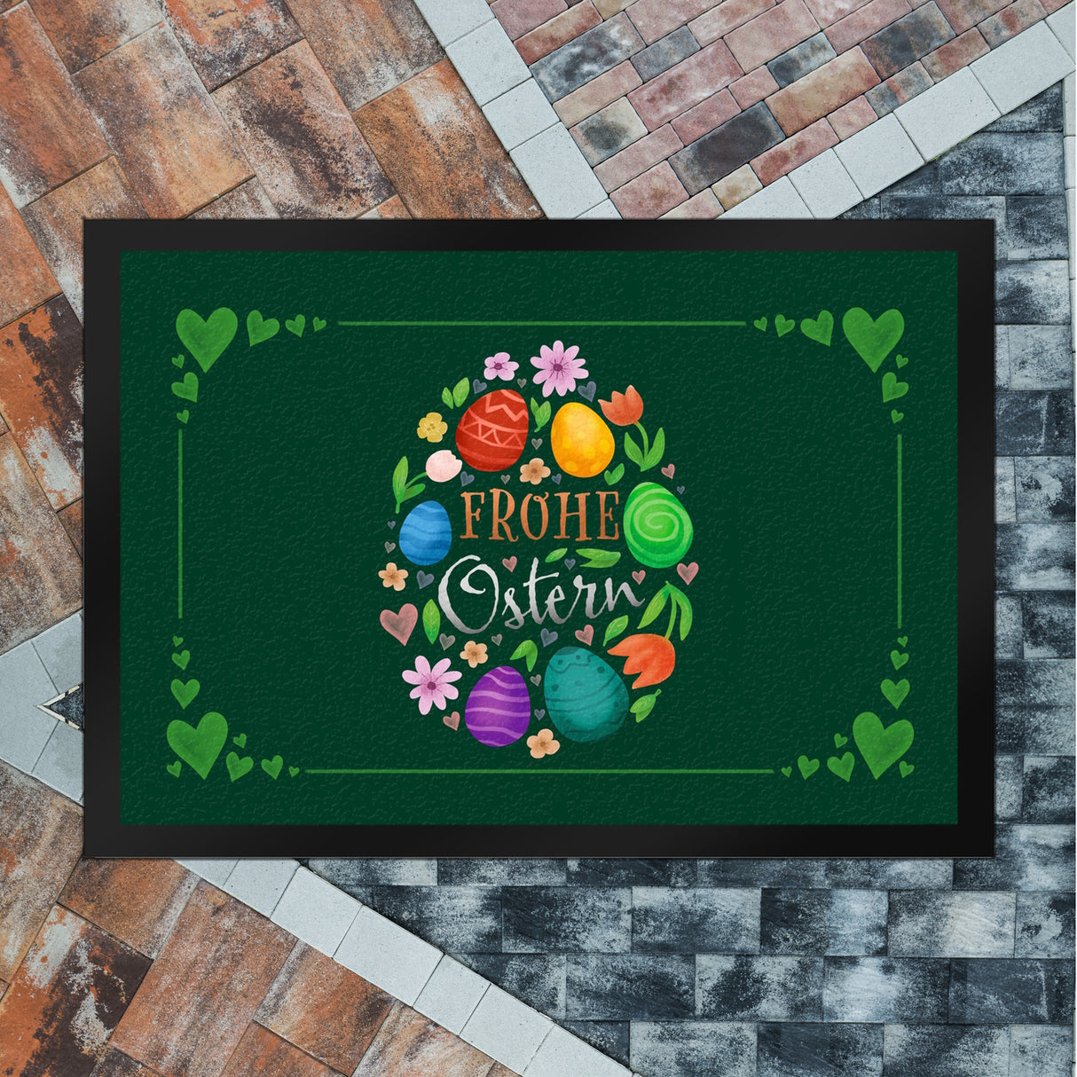 Frohe Ostern Fußmatte mit Frühlingsmotiven