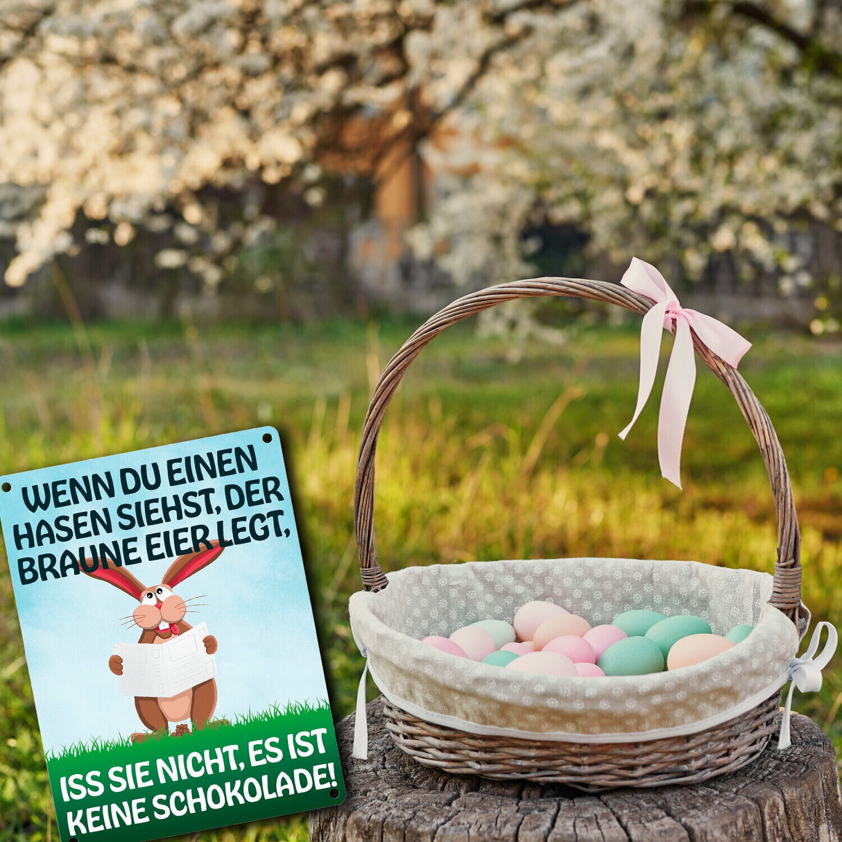 Wenn du einen Hasen siehst der braune Eier legt… Metallschild