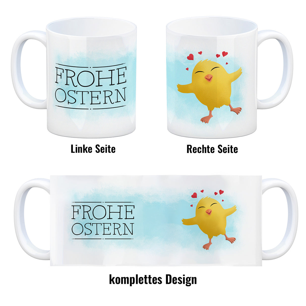 Frohe Ostern Kaffeebecher mit lustigem Küken