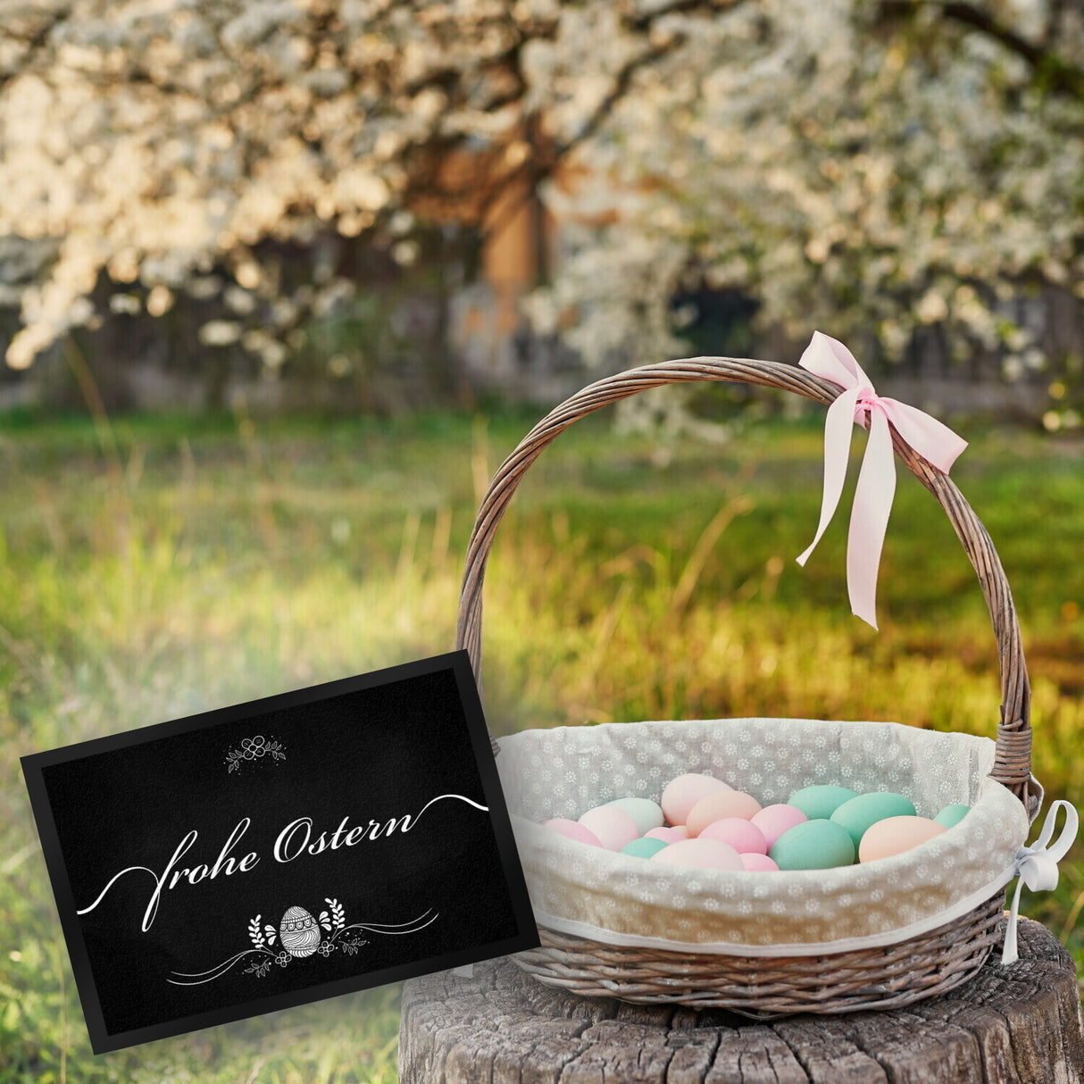 Frohe Ostern Fußmatte mit Ornamenten