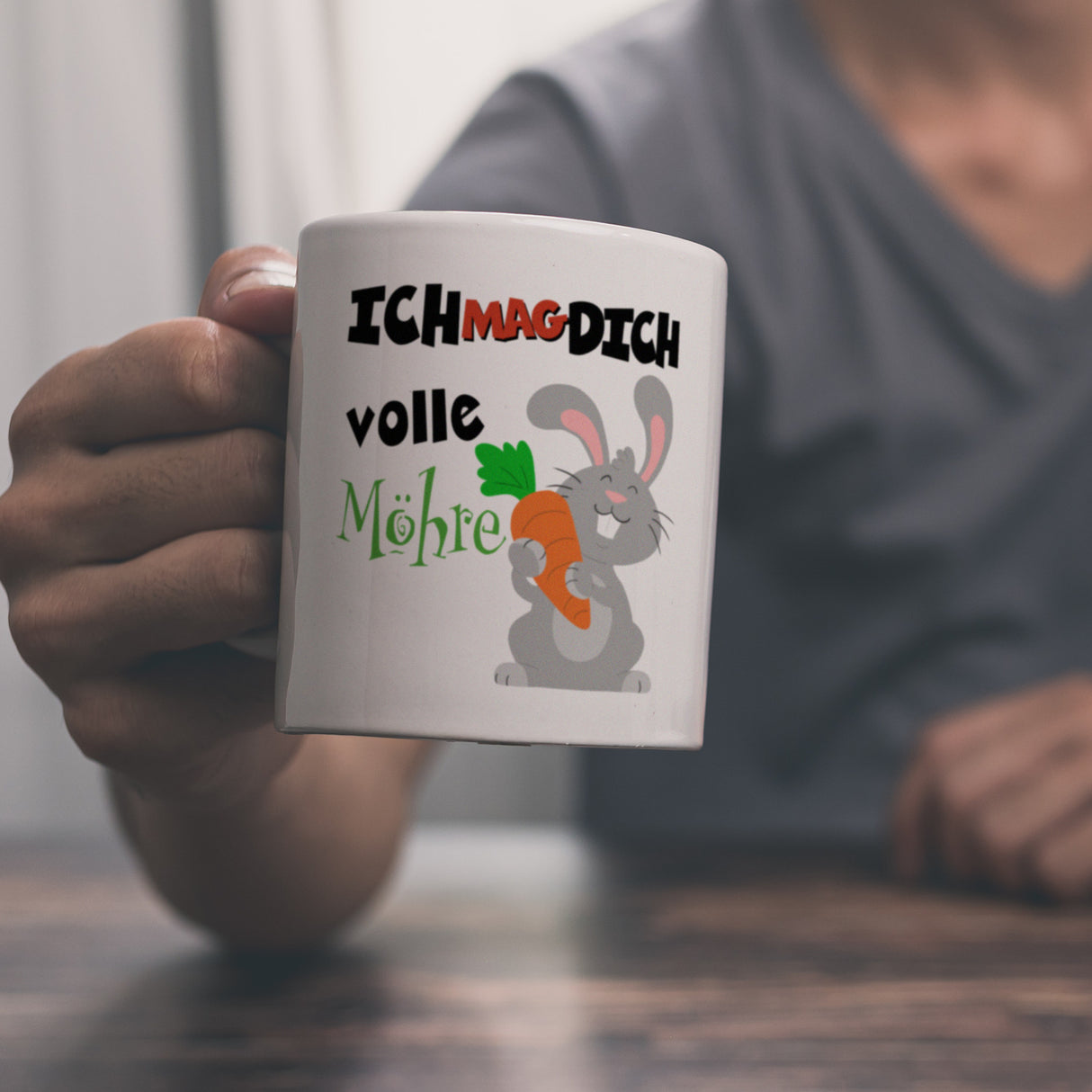 Ich mag dich volle Möhre Kaffeebecher mit süßem Hasen