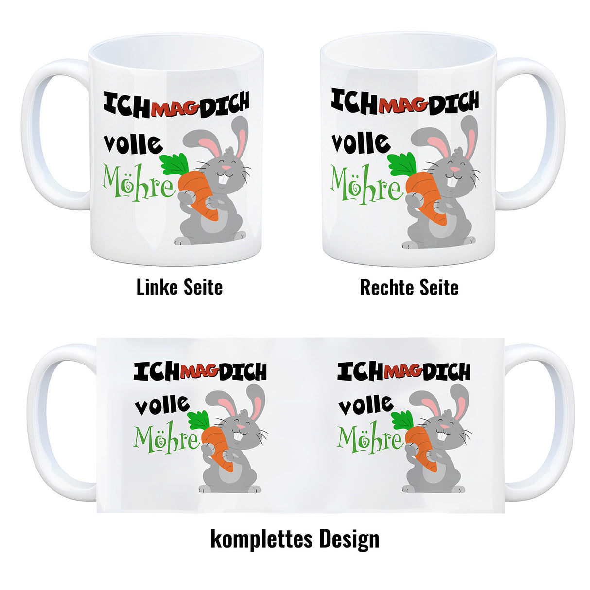Ich mag dich volle Möhre Kaffeebecher mit süßem Hasen