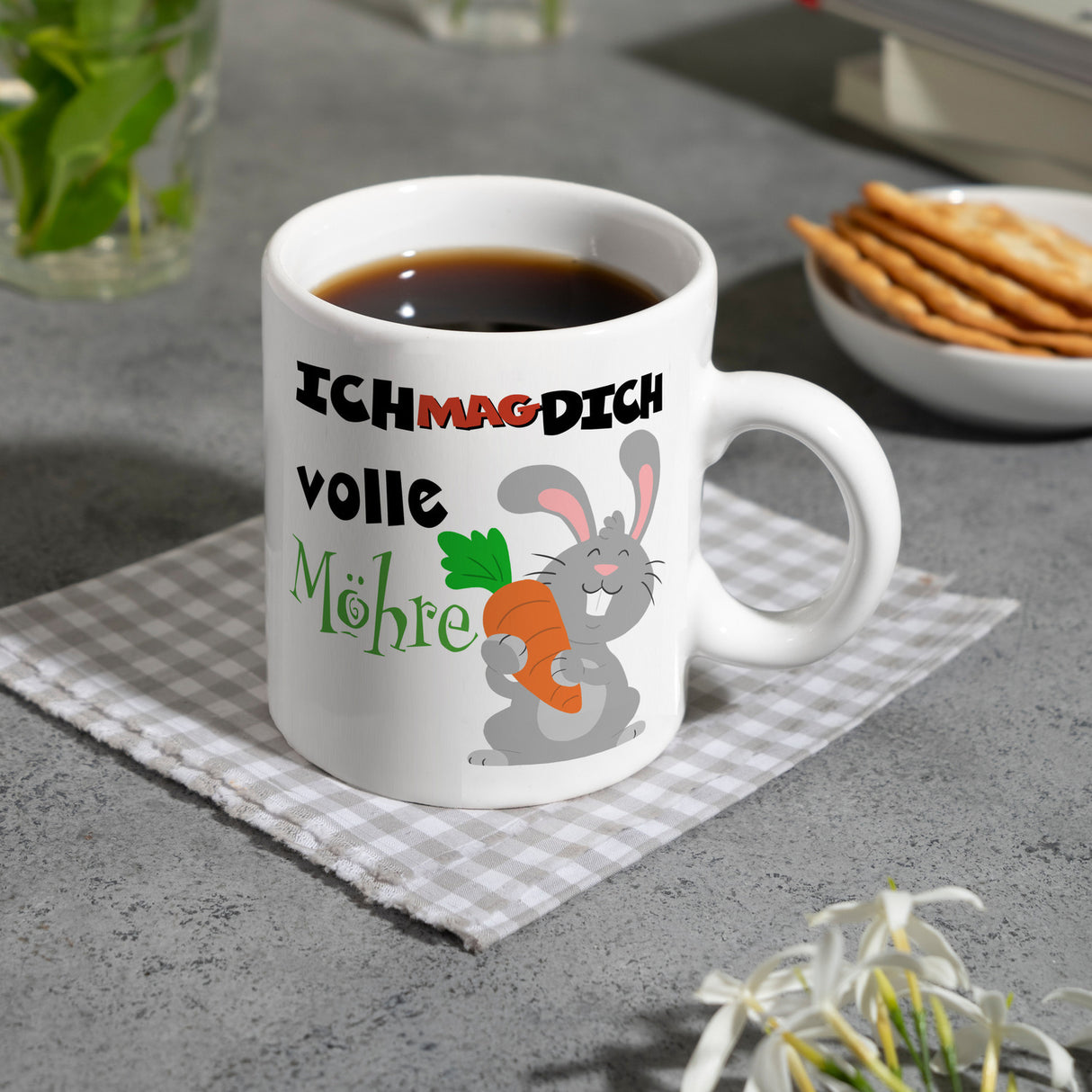 Ich mag dich volle Möhre Kaffeebecher mit süßem Hasen