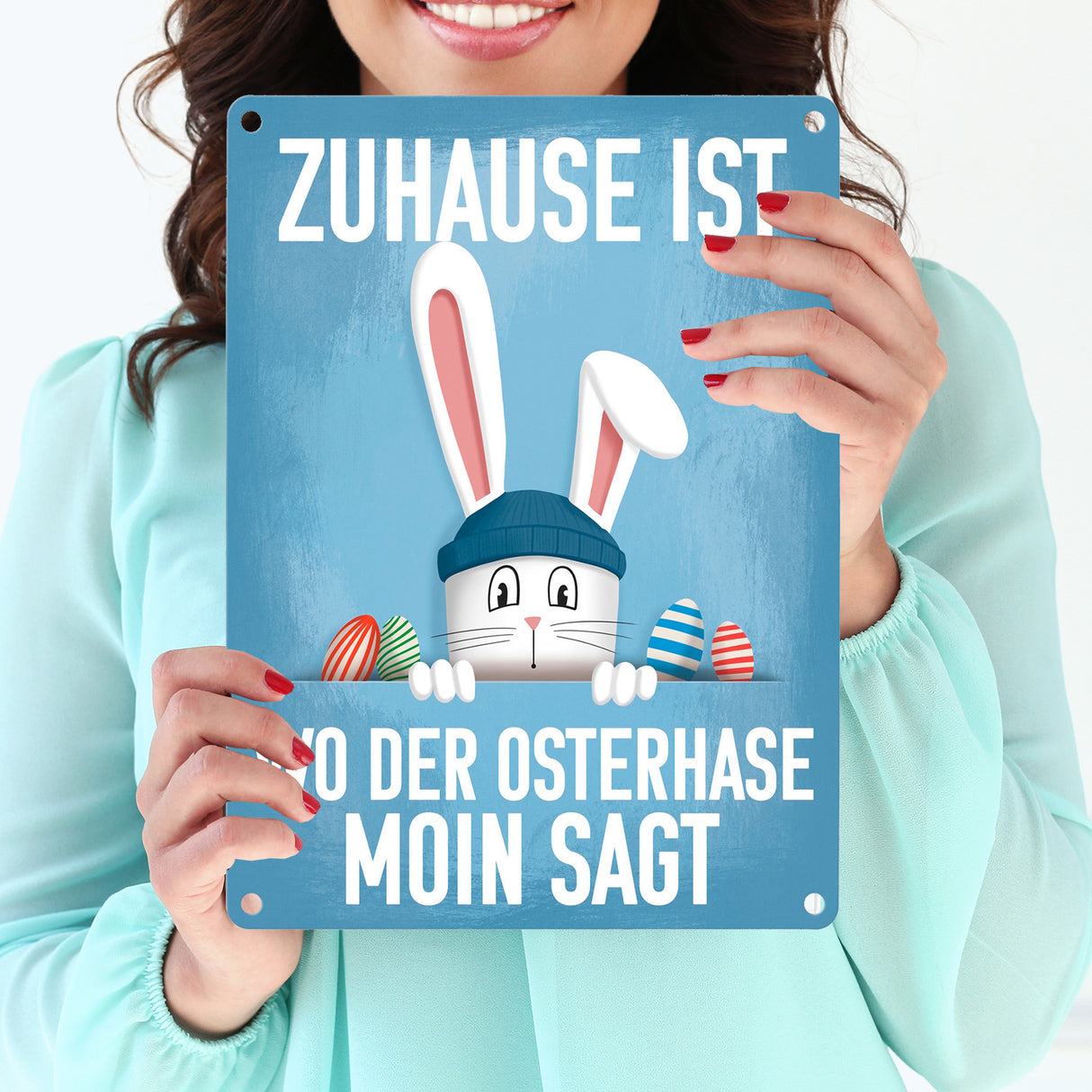 Zuhause ist wo der Osterhase moin sagt witziges Metallschild