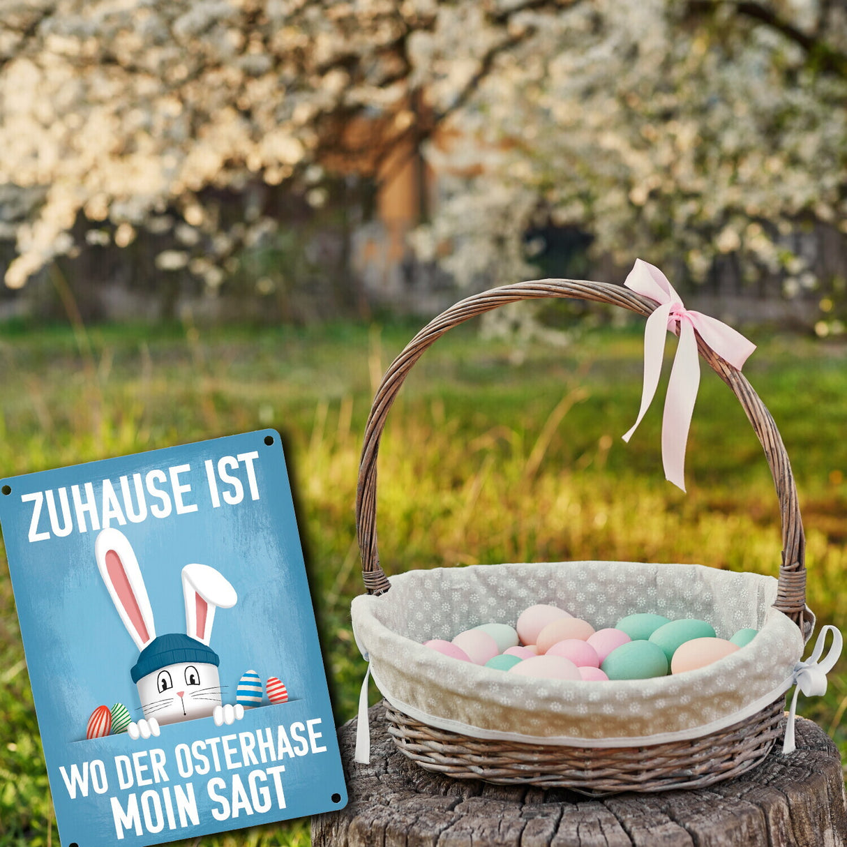Zuhause ist wo der Osterhase moin sagt witziges Metallschild