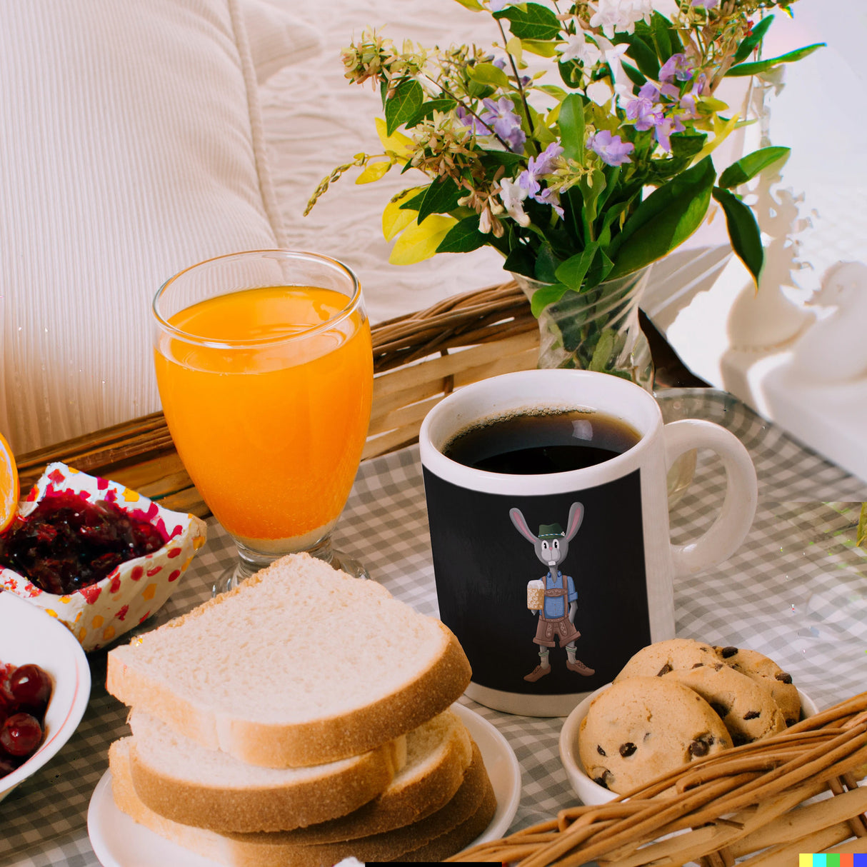 Süffige Ostern Kaffeetasse mit bayerischem Osterhasen in Lederhosen