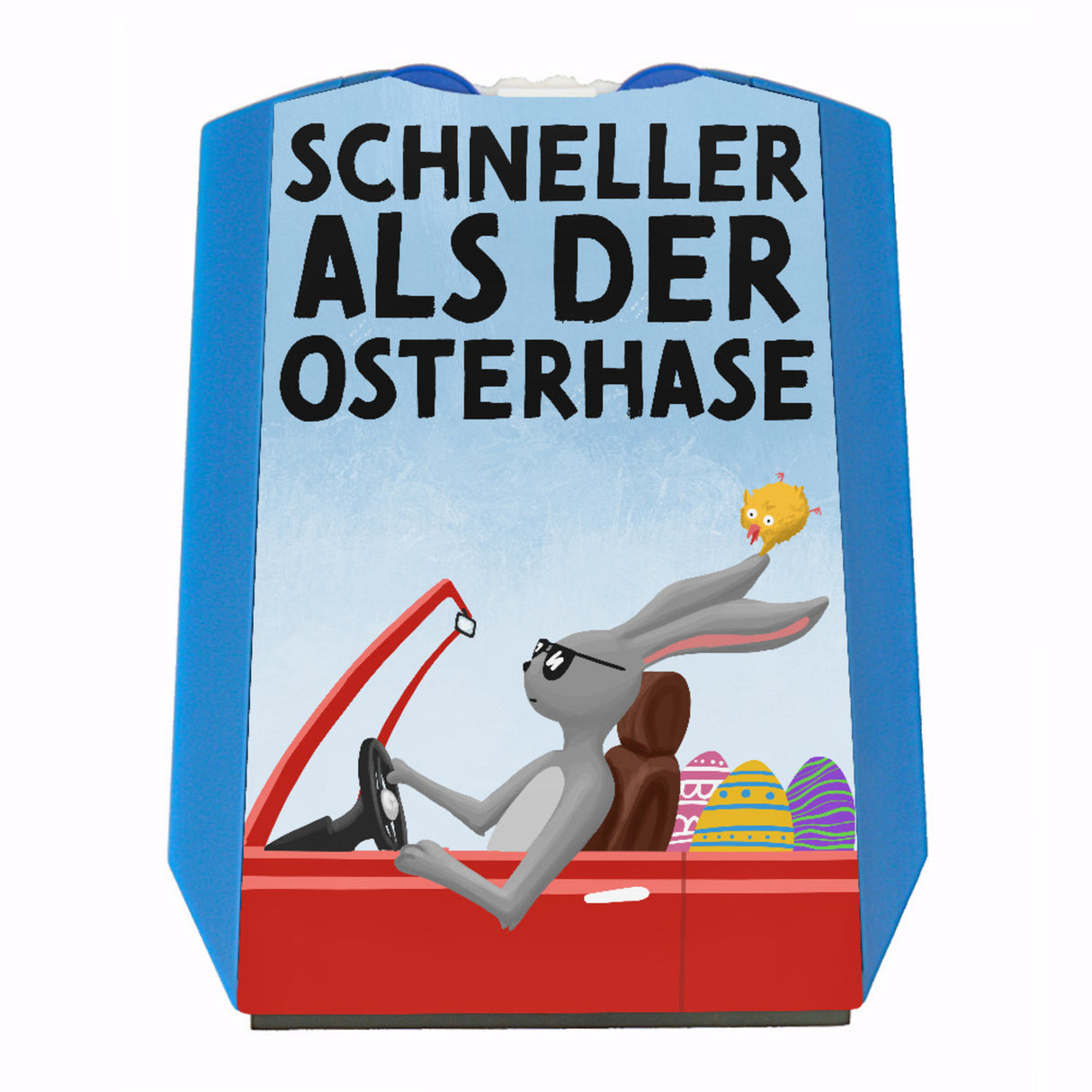 Schneller als der Osterhase Parkscheibe für Ostern mit zwei Einkaufswagenchips