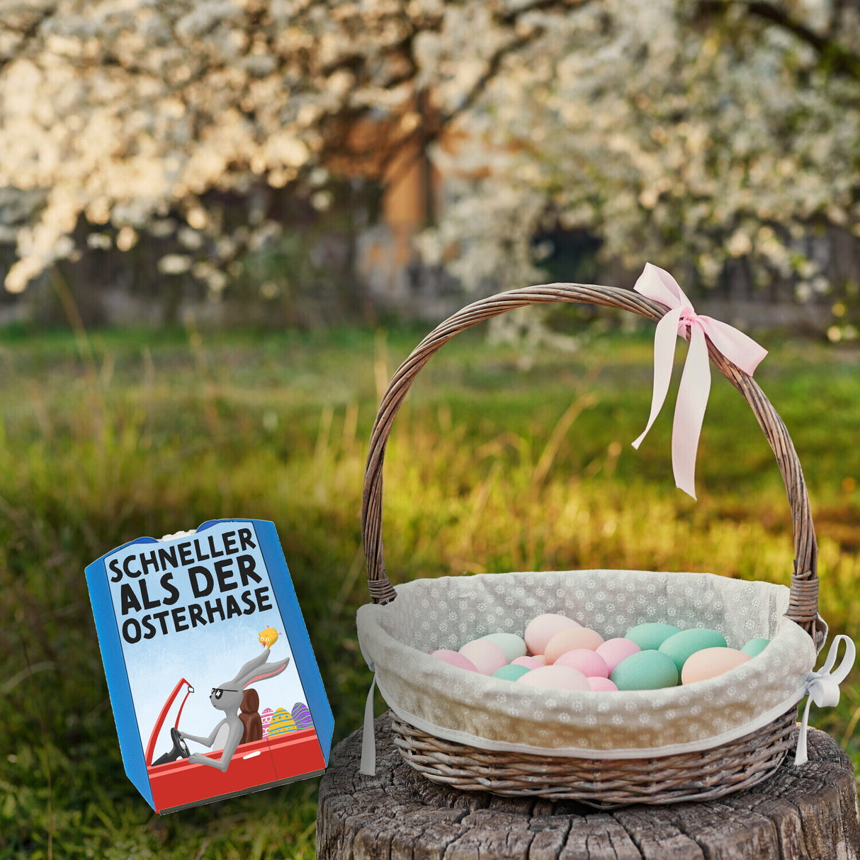 Schneller als der Osterhase Parkscheibe für Ostern mit zwei Einkaufswagenchips