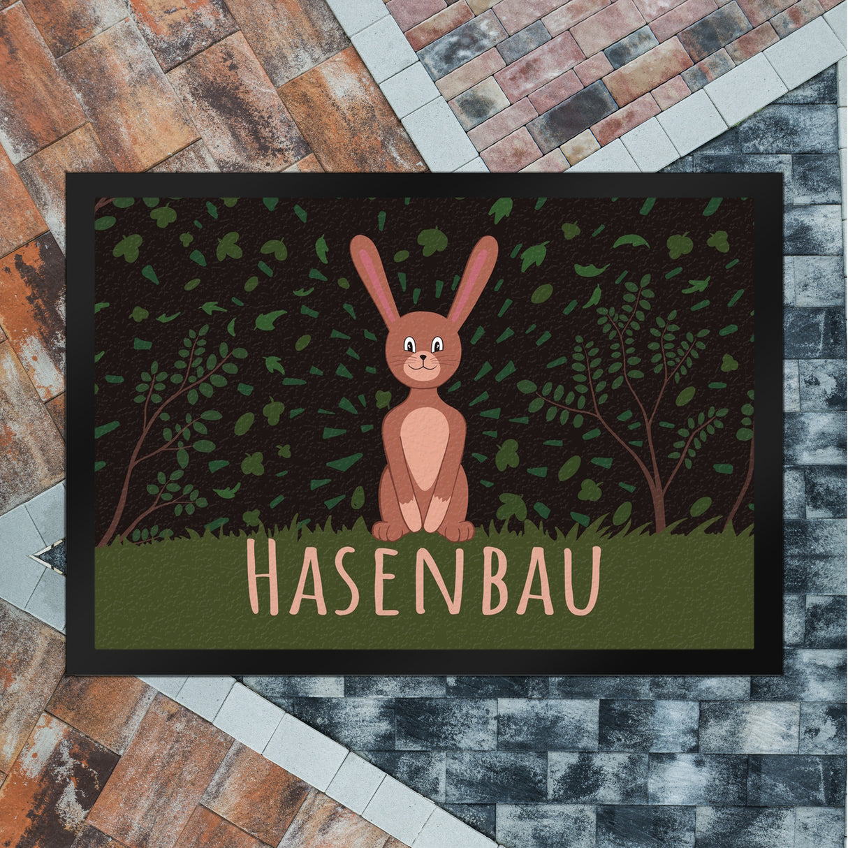 Hasenbau Fußmatte mit niedlichem Hasen
