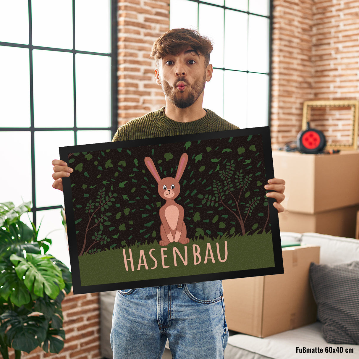 Hasenbau Fußmatte mit niedlichem Hasen