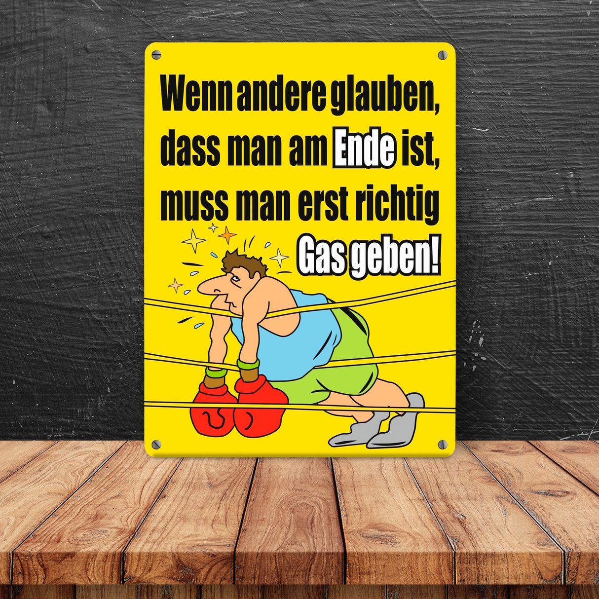Boxer Metallschild zum Thema Motivation