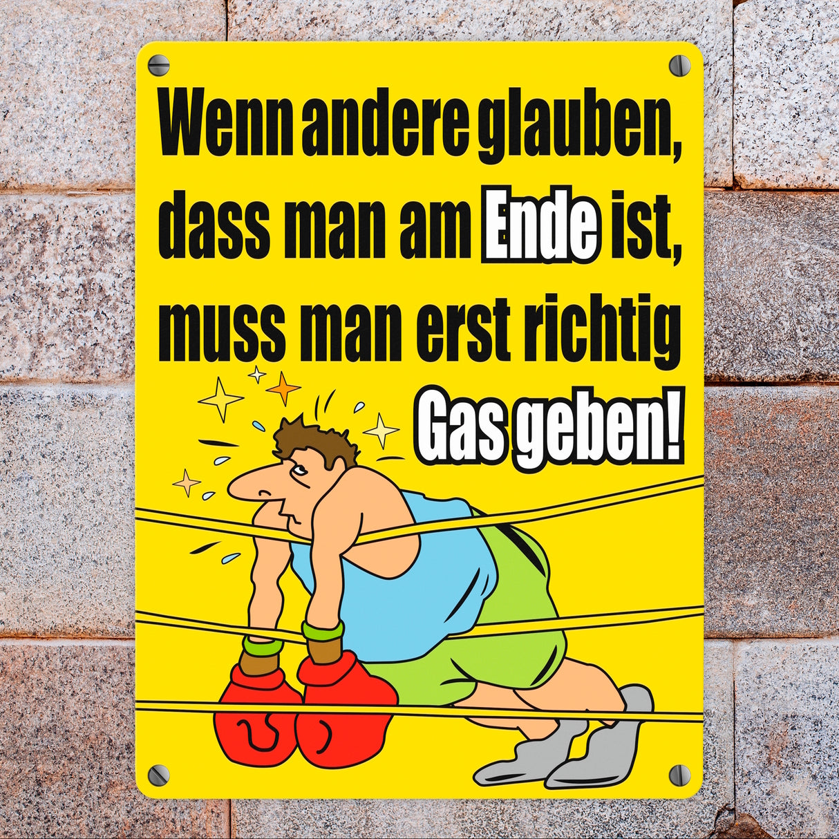 Boxer Metallschild zum Thema Motivation