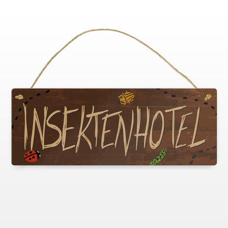 Insektenhotel Metallschild mit Holzoptik