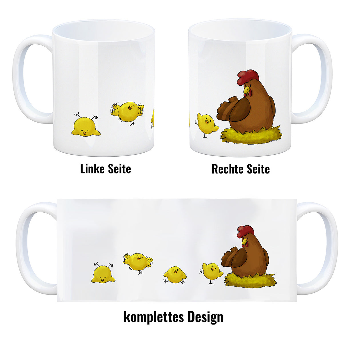 Huhn im Nest mit Küken Kaffeebecher