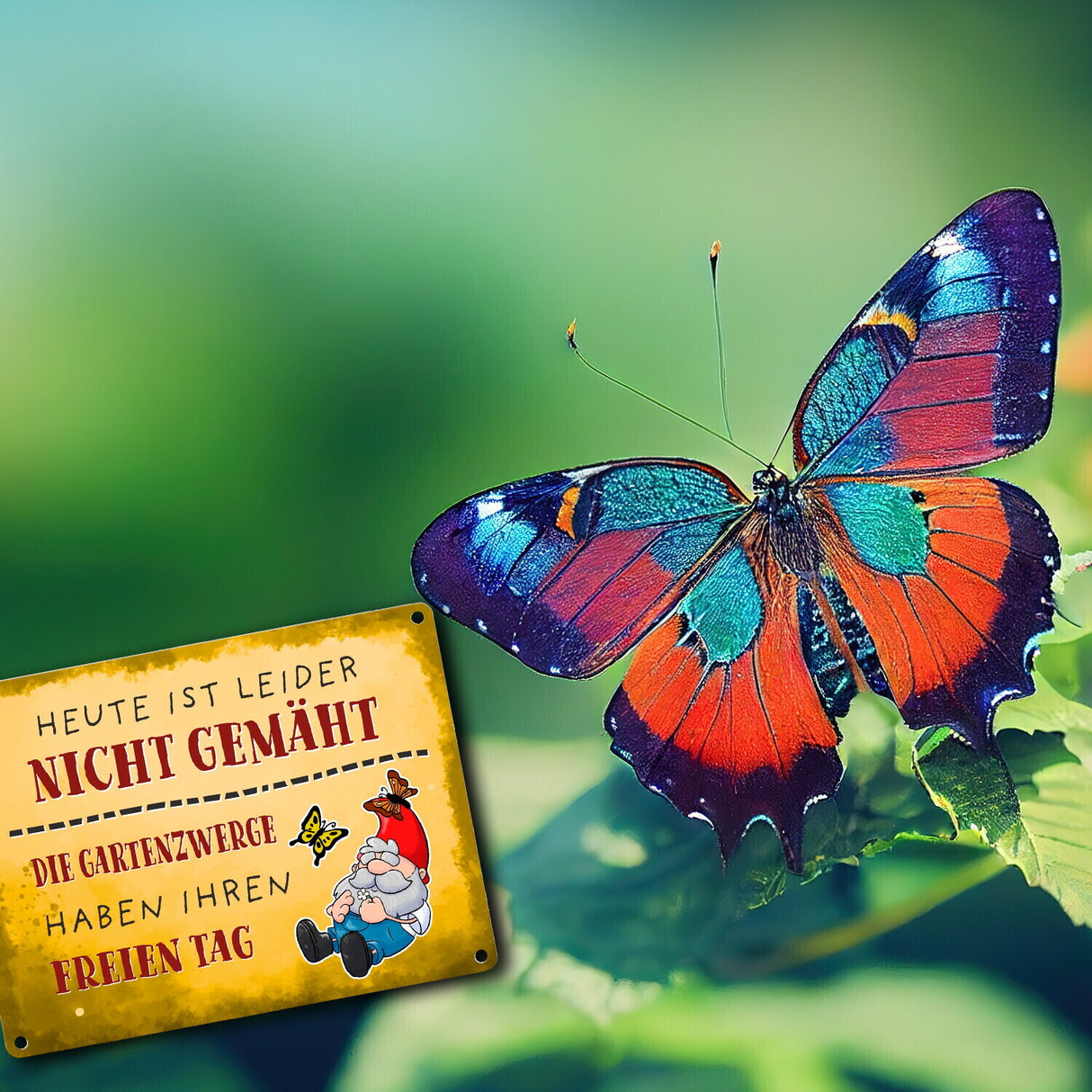 Heute ist leider nicht gemäht… Gartenzwerg Metallschild