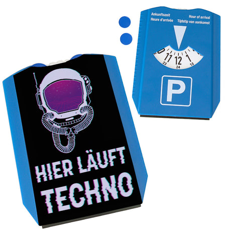 Hier läuft Techno Parkscheibe für Technofans mit 2 Einkaufswagenchips