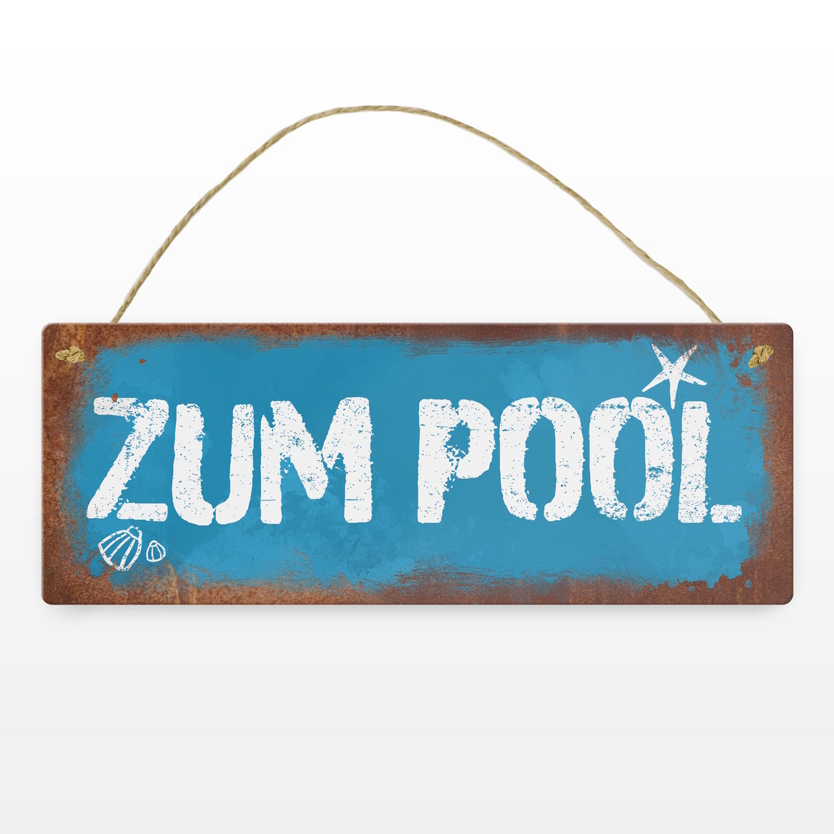 Zum Pool Deko Metallschild in Rostoptik