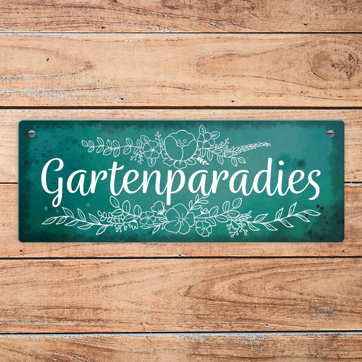 Gartenparadies Metallschild mit floralen Ornamenten