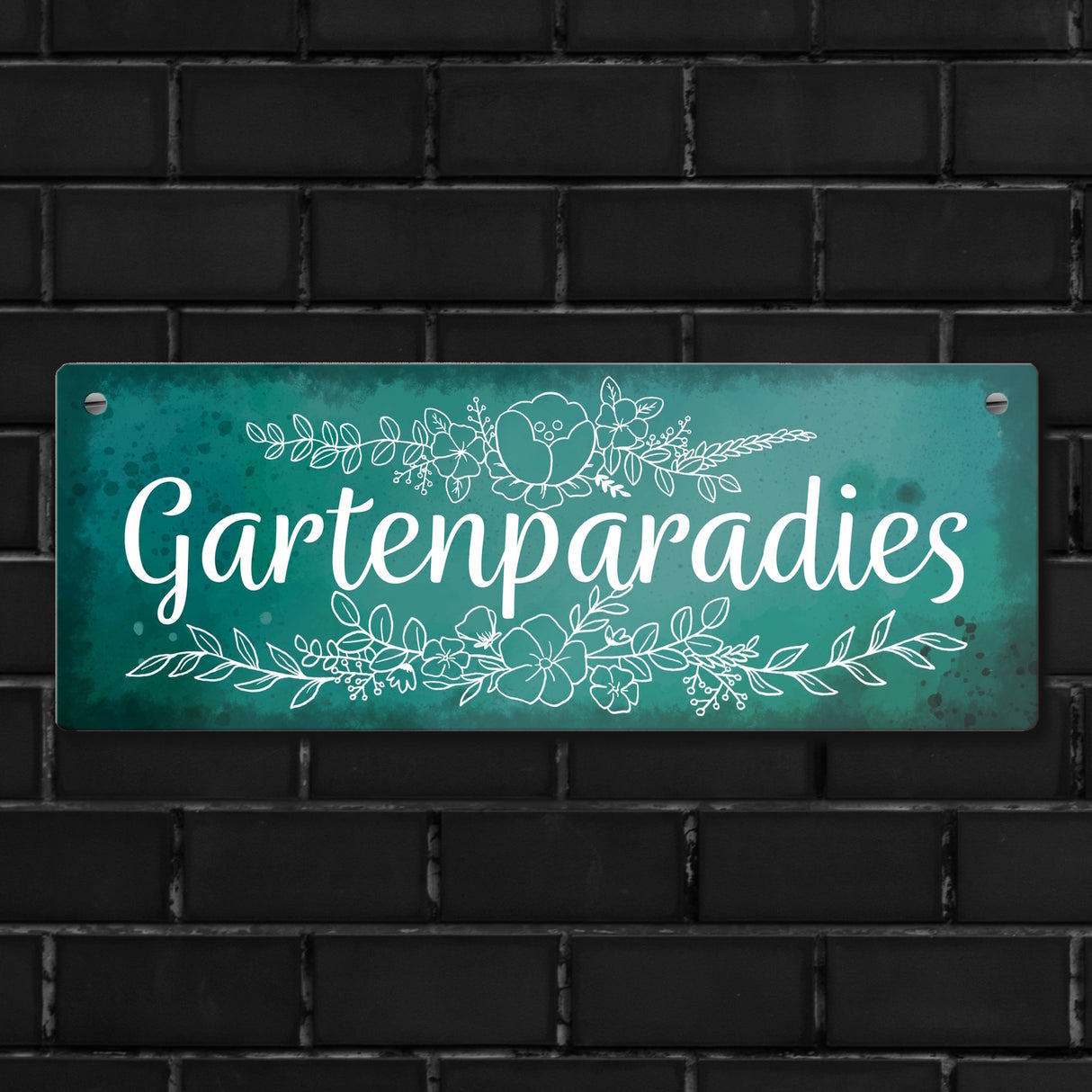 Gartenparadies Metallschild mit floralen Ornamenten