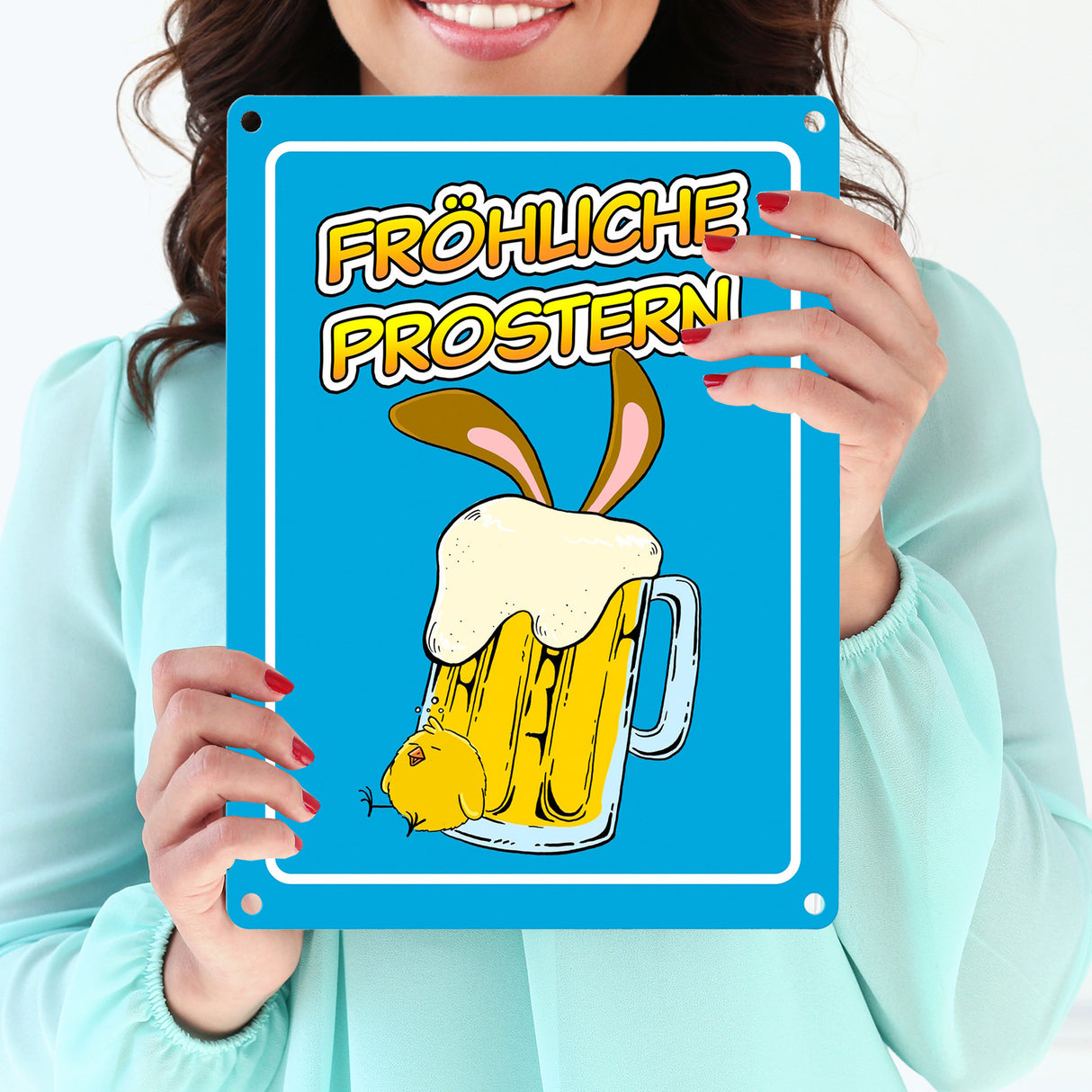 Fröhliche Prostern Metallschild mit Bierkrug