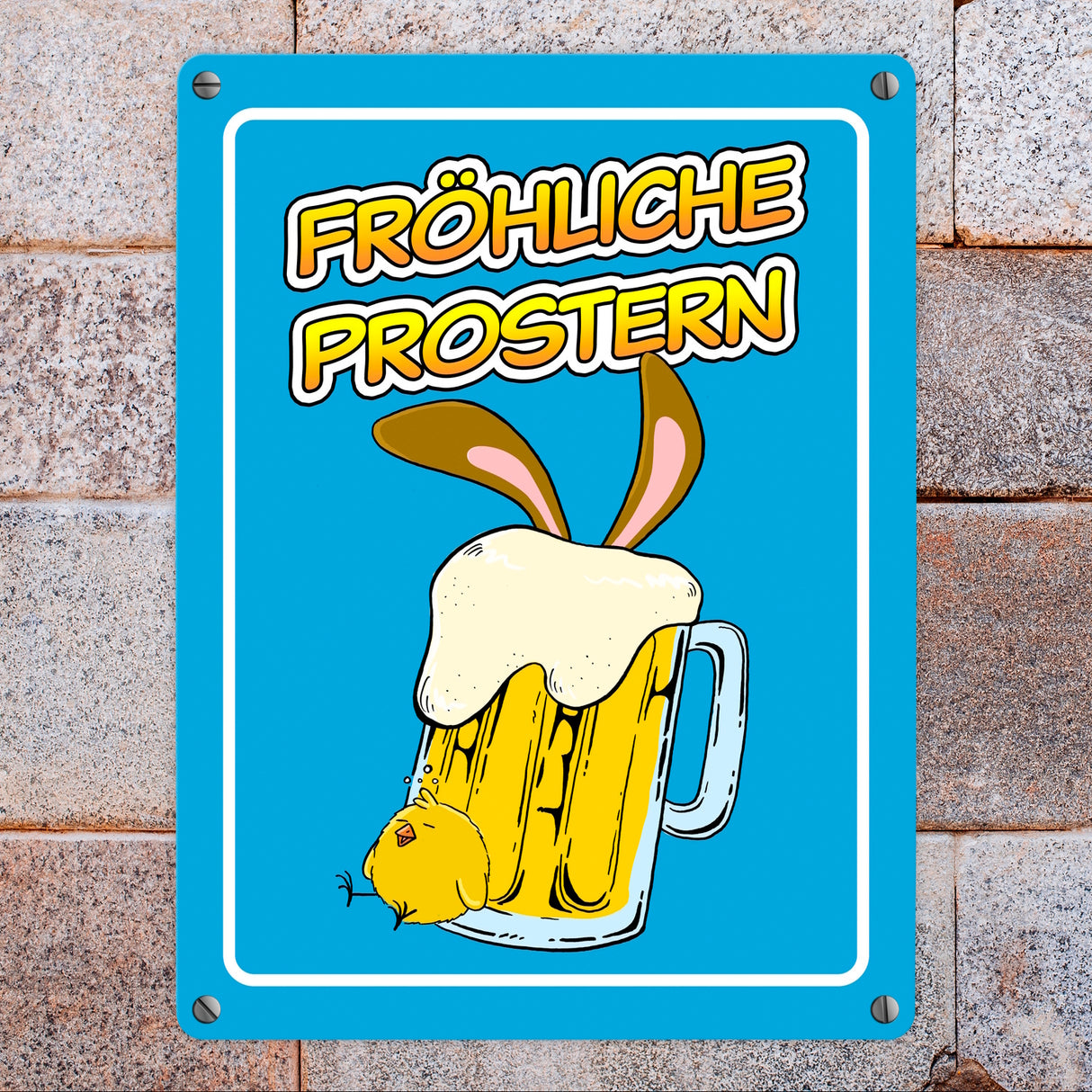 Fröhliche Prostern Metallschild mit Bierkrug