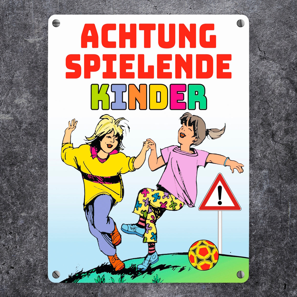 Warnschild Achtung spielende Kinder Metallschild zum Thema Verkehrssicherheit
