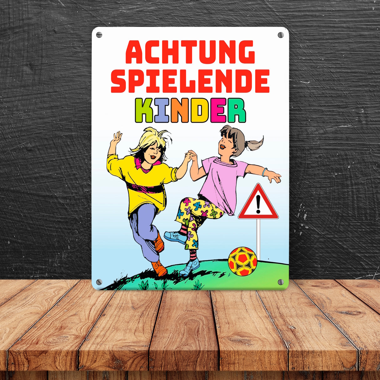 Warnschild Achtung spielende Kinder Metallschild zum Thema Verkehrssicherheit