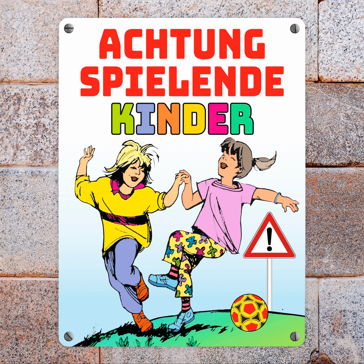 Warnschild Achtung spielende Kinder Metallschild zum Thema Verkehrssicherheit
