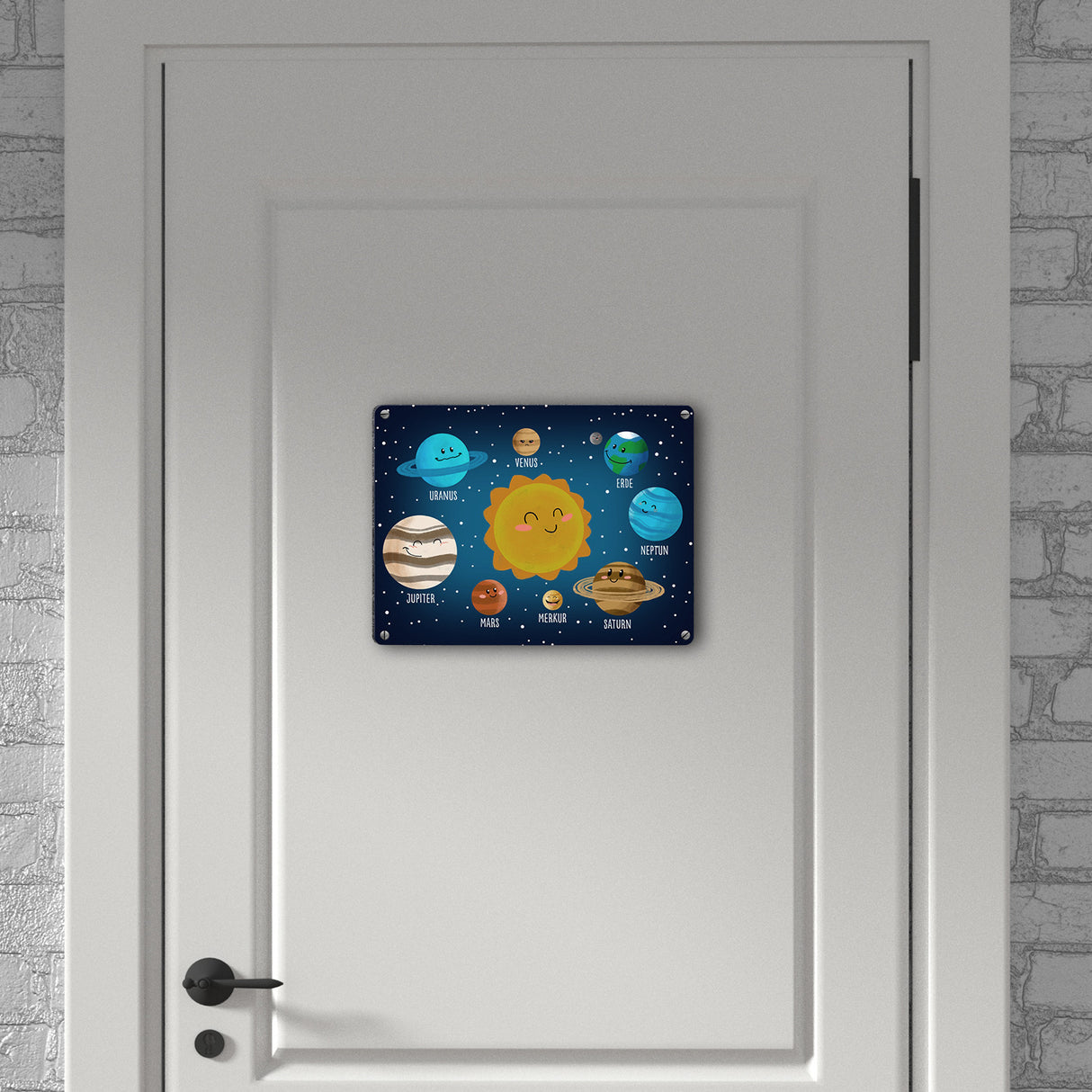 Sonnensystem Metallschild mit niedlichen Planeten