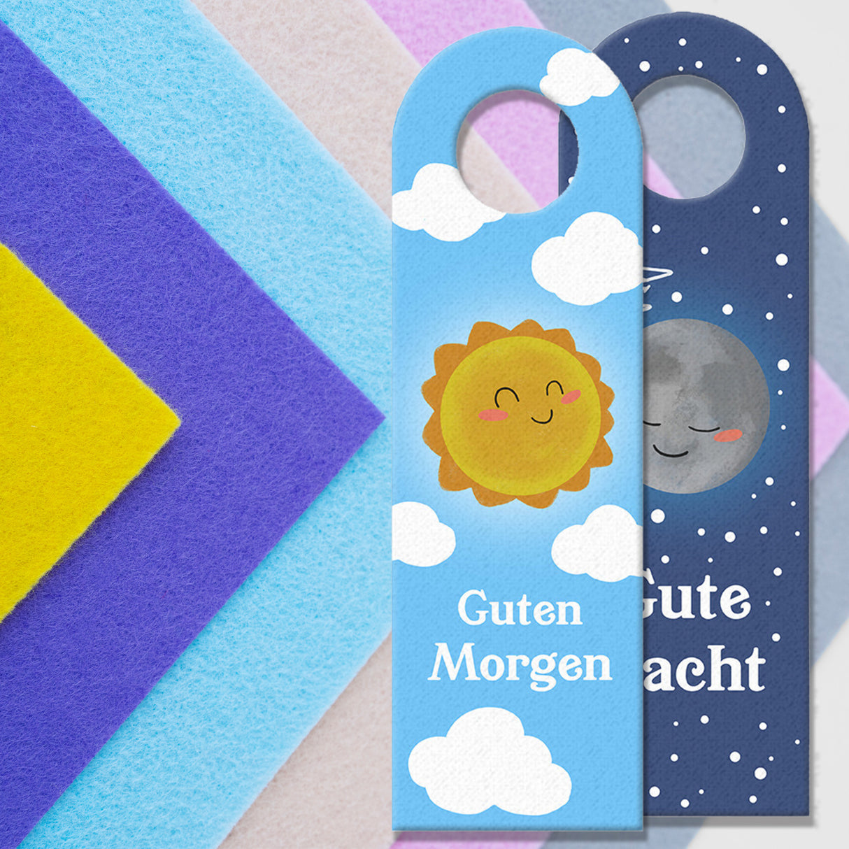 Gute Nacht - guten Morgen Mond und Sonne Türhänger